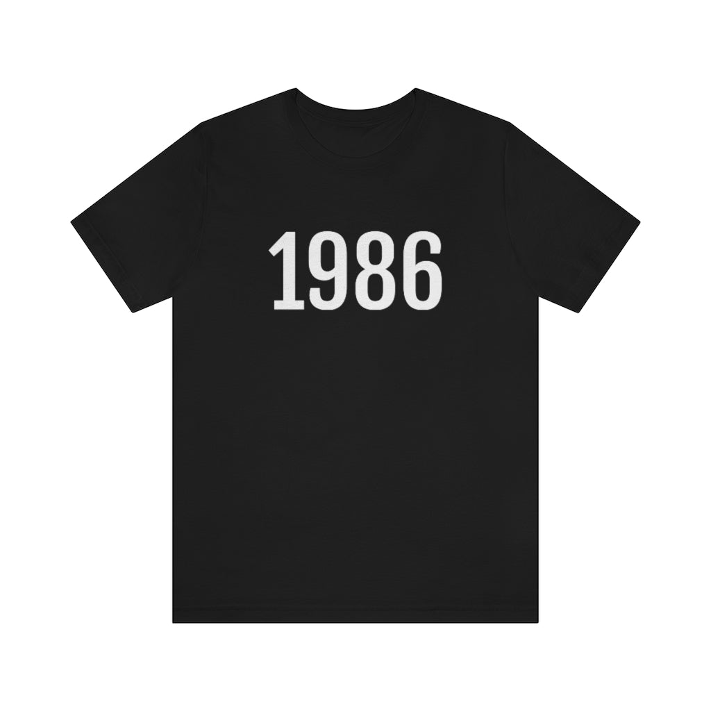 Black T-Shirt 1986 Tee Shirt with Numbers On Them for Numbered T-Shirt Outfit Numerology Aesthetic Petrova Designs