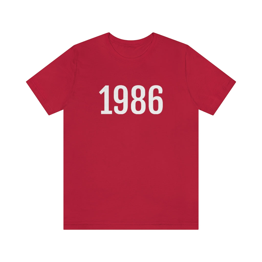 Red T-Shirt 1986 Tee Shirt with Numbers On Them for Numbered T-Shirt Outfit Numerology Aesthetic Petrova Designs