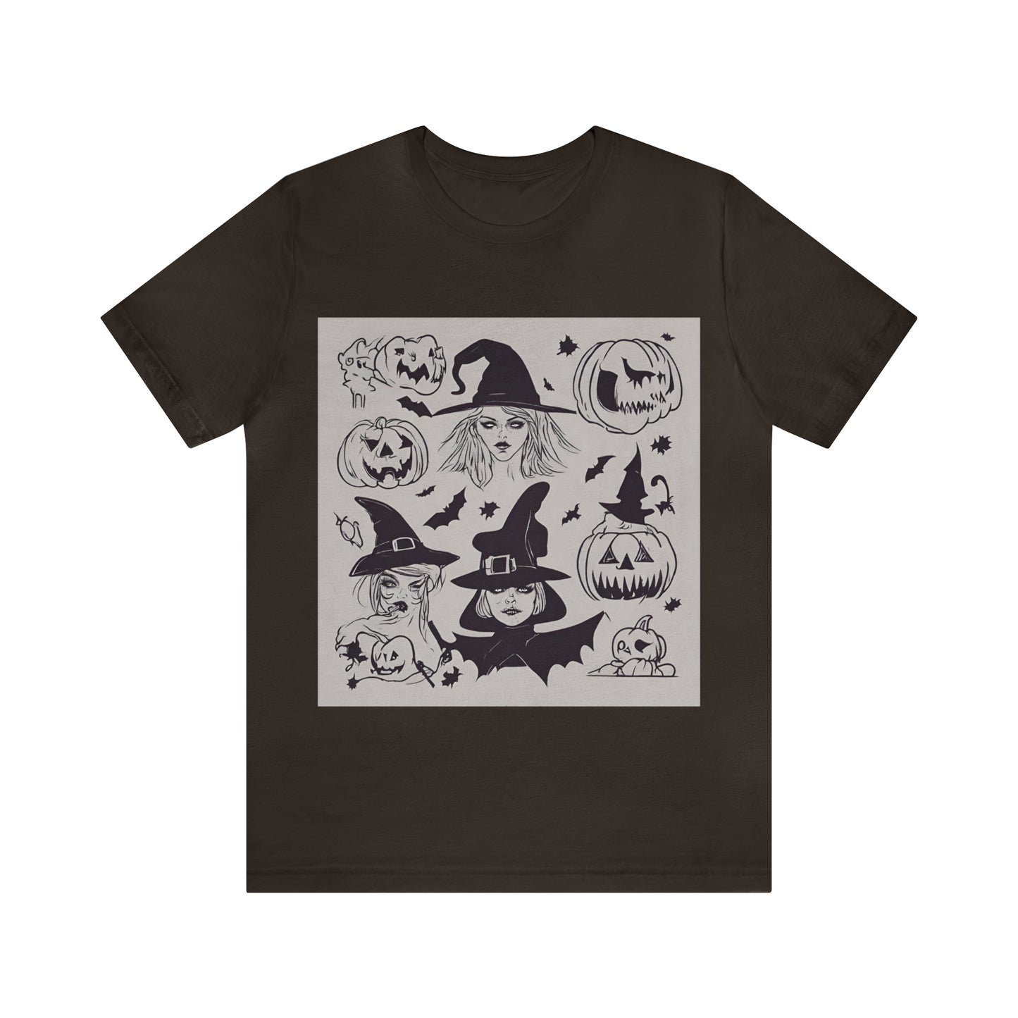 Halloween T-Shirt with Witches | Halloween Gift Ideas Brown T-Shirt Petrova Designs