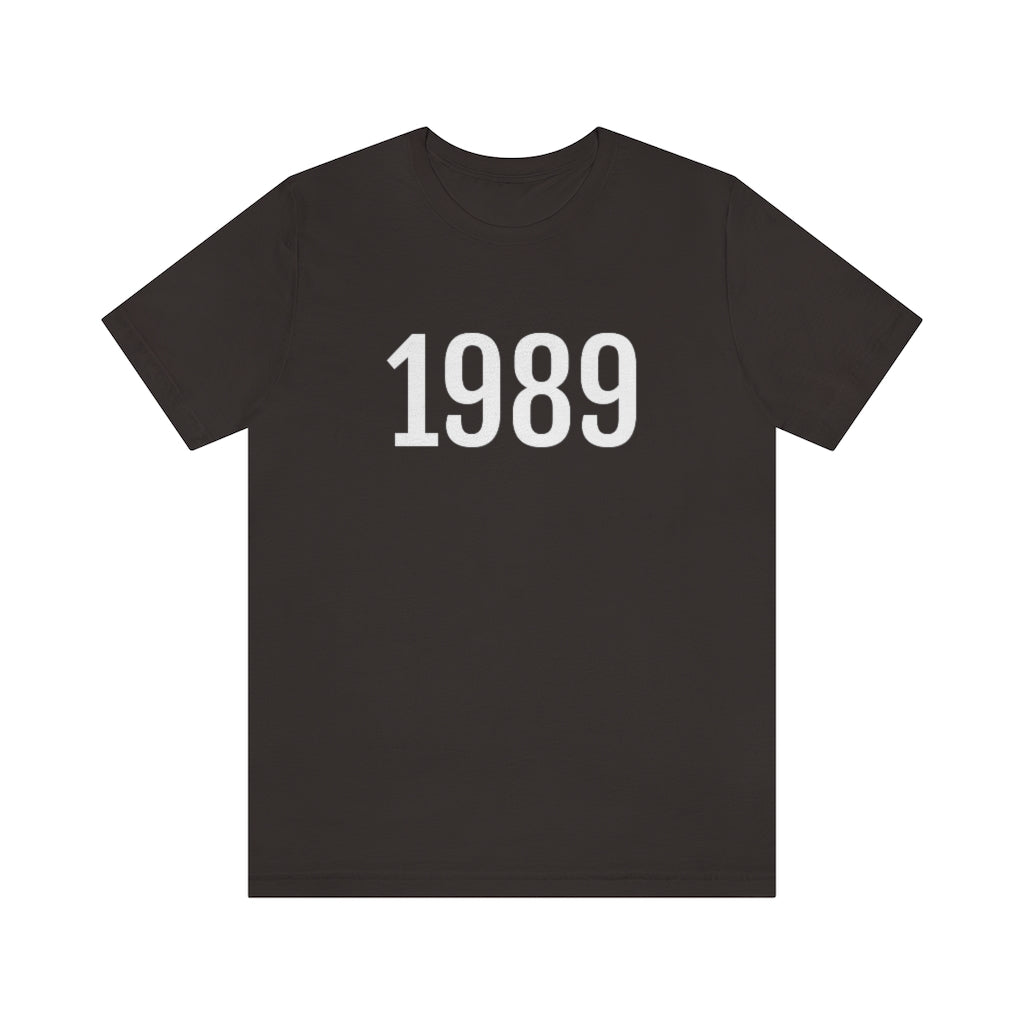 Brown T-Shirt 1989 Tee Shirt with Numbers On Them for Numbered T-Shirt Outfit Numerology Aesthetic Petrova Designs