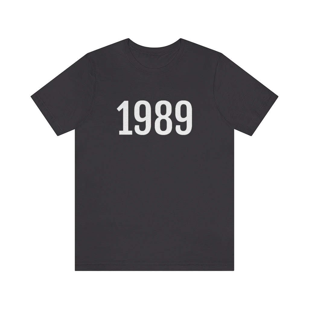 Dark Grey T-Shirt 1989 Tee Shirt with Numbers On Them for Numbered T-Shirt Outfit Numerology Aesthetic Petrova Designs