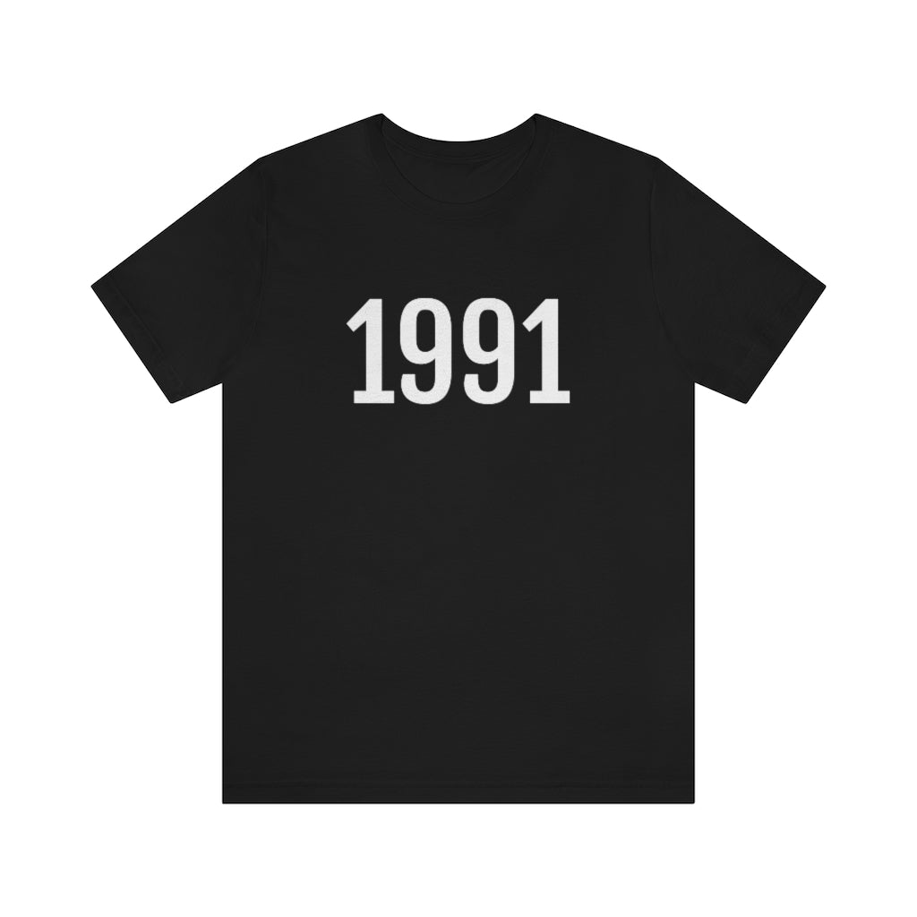 Black T-Shirt 1991 Tee Shirt with Numbers On Them for Numbered T-Shirt Outfit Numerology Aesthetic Petrova Designs