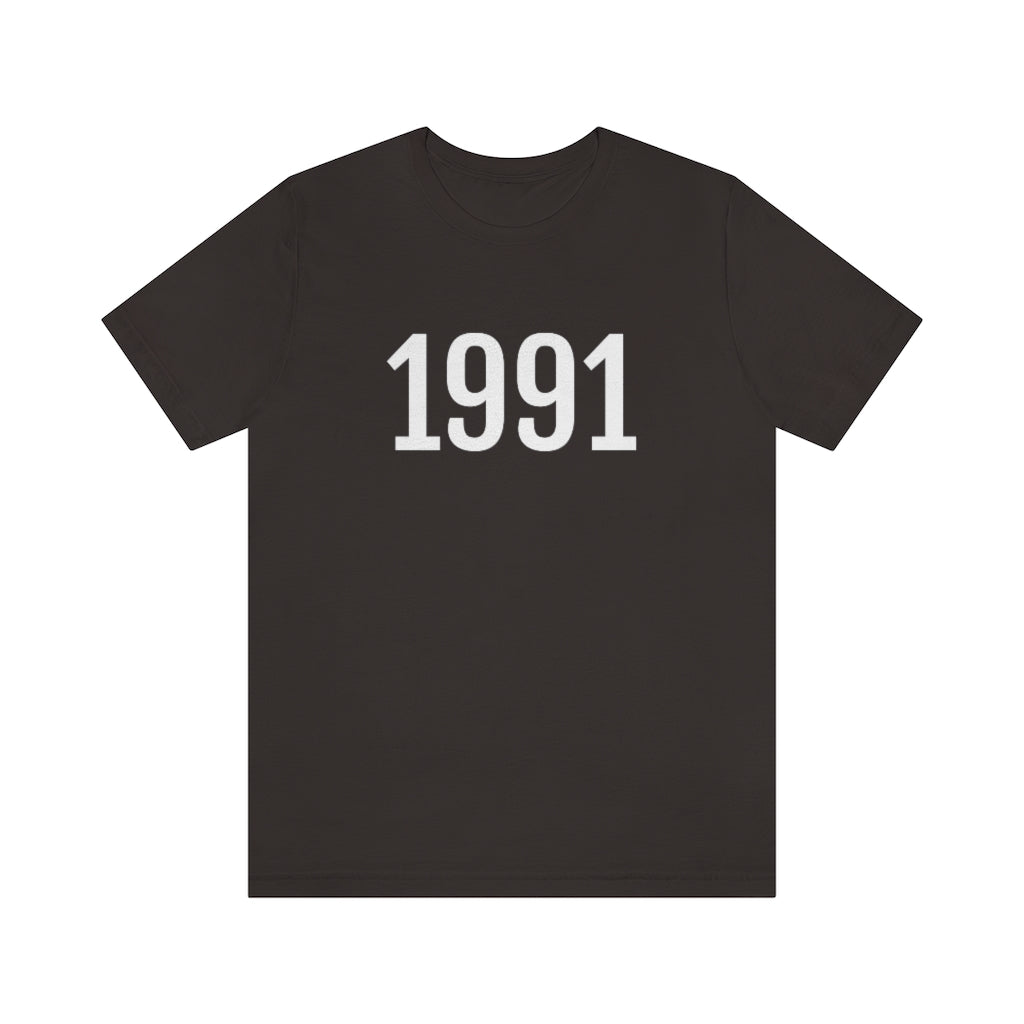 Brown T-Shirt 1991 Tee Shirt with Numbers On Them for Numbered T-Shirt Outfit Numerology Aesthetic Petrova Designs