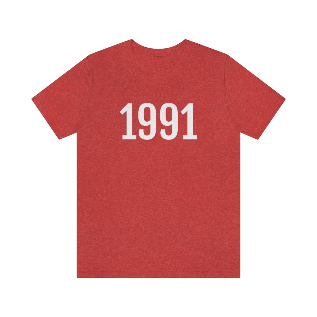 Heather Red T-Shirt 1991 Tee Shirt with Numbers On Them for Numbered T-Shirt Outfit Numerology Aesthetic Petrova Designs