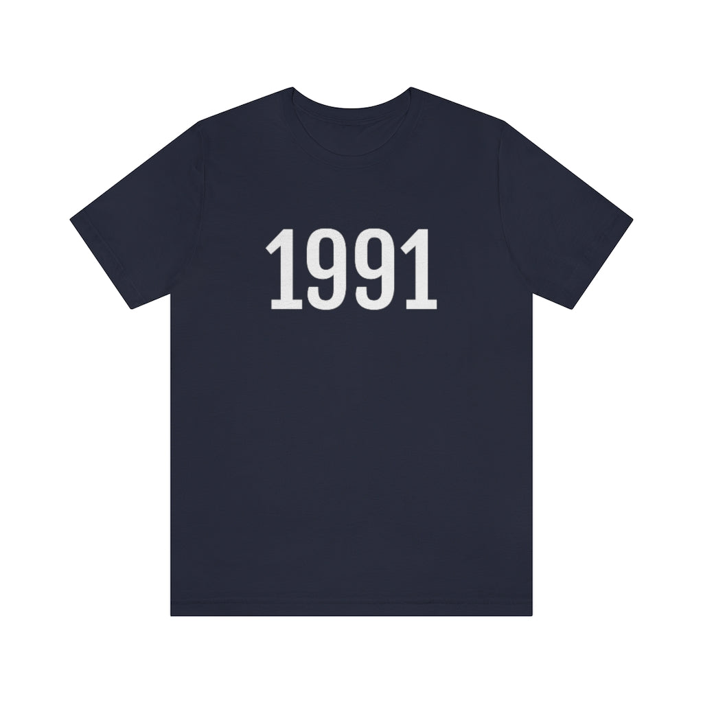 Navy T-Shirt 1991 Tee Shirt with Numbers On Them for Numbered T-Shirt Outfit Numerology Aesthetic Petrova Designs