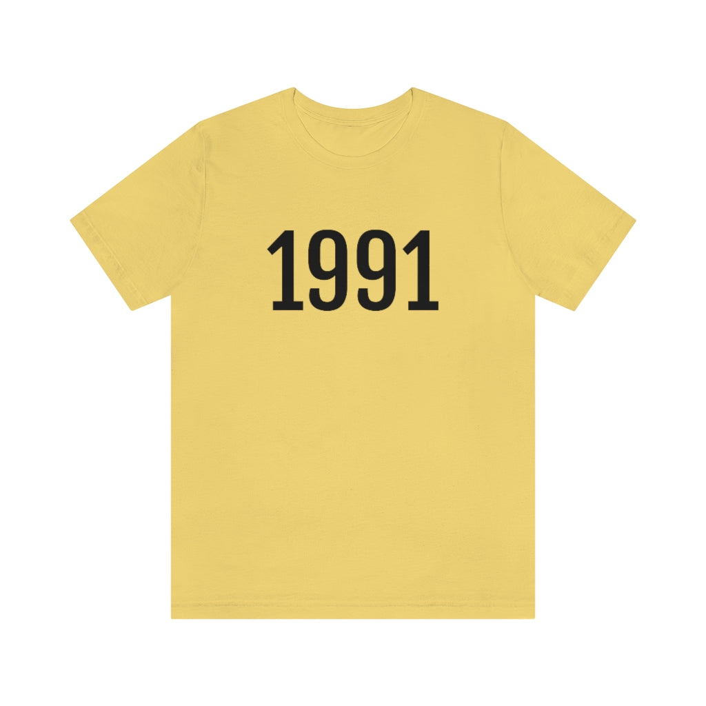 Yellow T-Shirt 1991 Tee Shirt with Numbers On Them for Numbered T-Shirt Outfit Numerology Aesthetic Petrova Designs