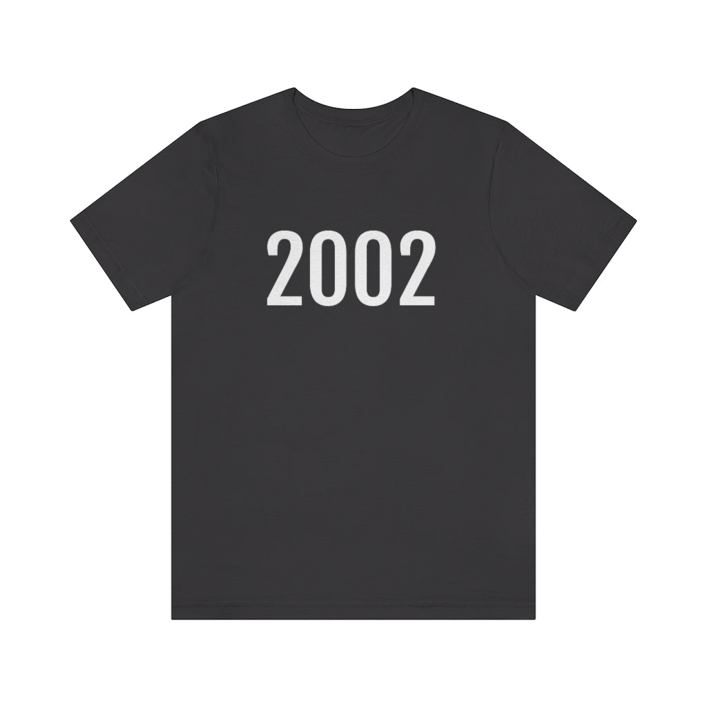 Dark Grey T-Shirt 2002 Tee Shirt with Numbers On Them for Numbered T-Shirt Outfit Numerology Aesthetic Petrova Designs