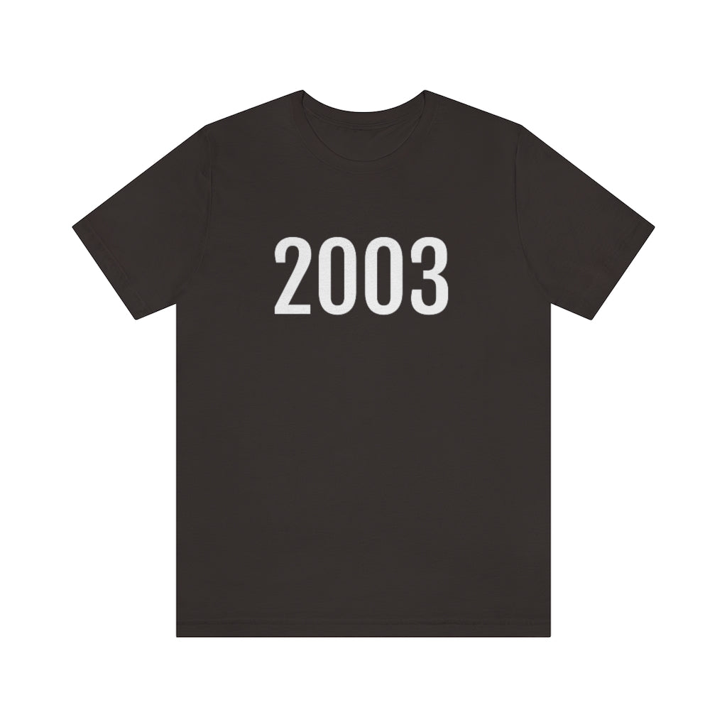 Brown T-Shirt 2003 Tee Shirt with Numbers On Them for Numbered T-Shirt Outfit Numerology Aesthetic Petrova Designs