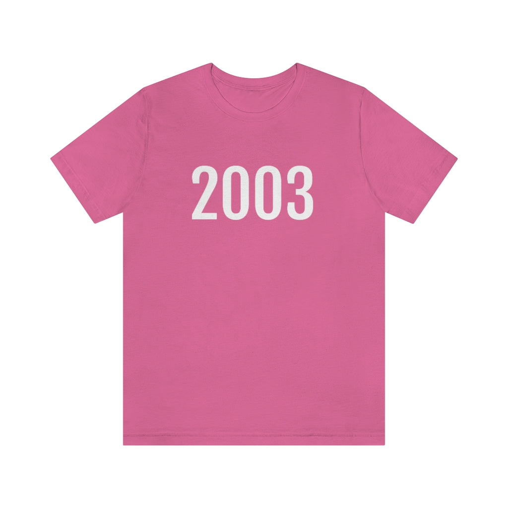 Charity Pink T-Shirt 2003 Tee Shirt with Numbers On Them for Numbered T-Shirt Outfit Numerology Aesthetic Petrova Designs