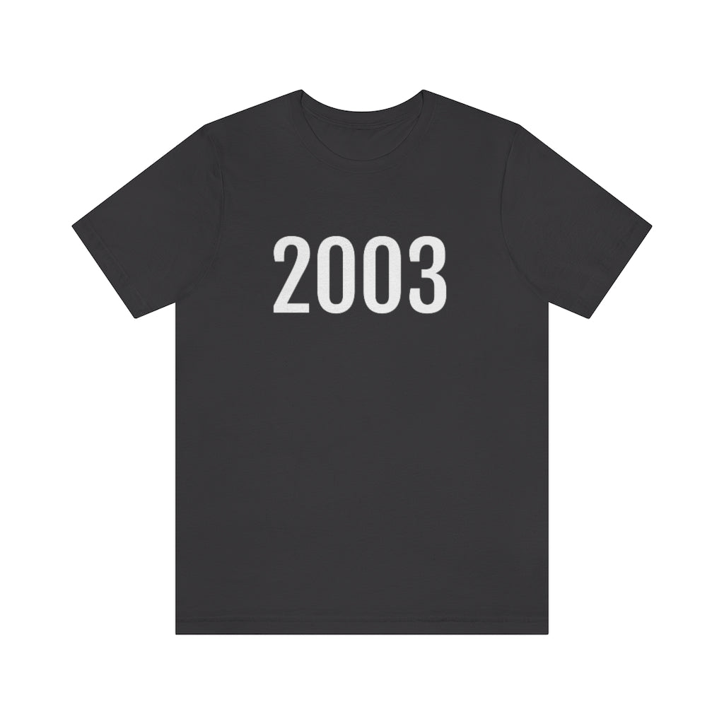 Dark Grey T-Shirt 2003 Tee Shirt with Numbers On Them for Numbered T-Shirt Outfit Numerology Aesthetic Petrova Designs