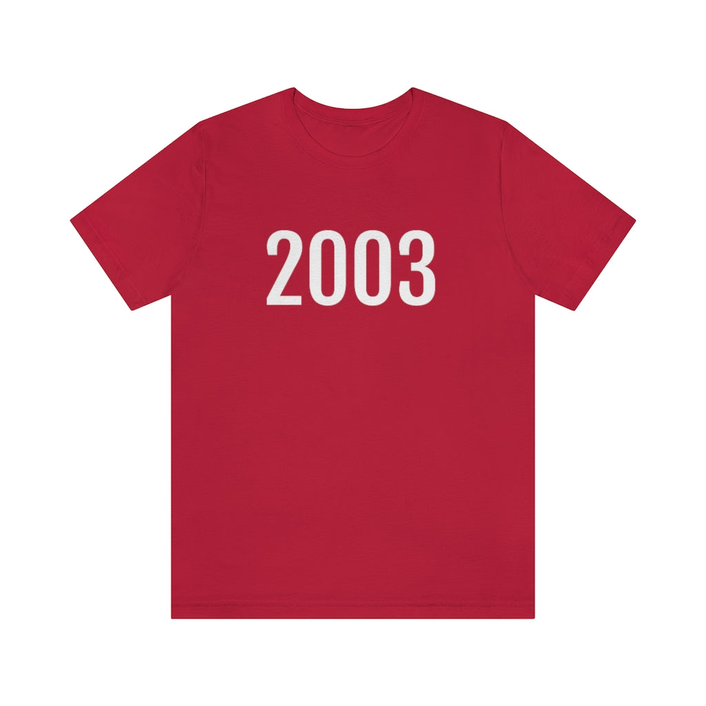 Red T-Shirt 2003 Tee Shirt with Numbers On Them for Numbered T-Shirt Outfit Numerology Aesthetic Petrova Designs