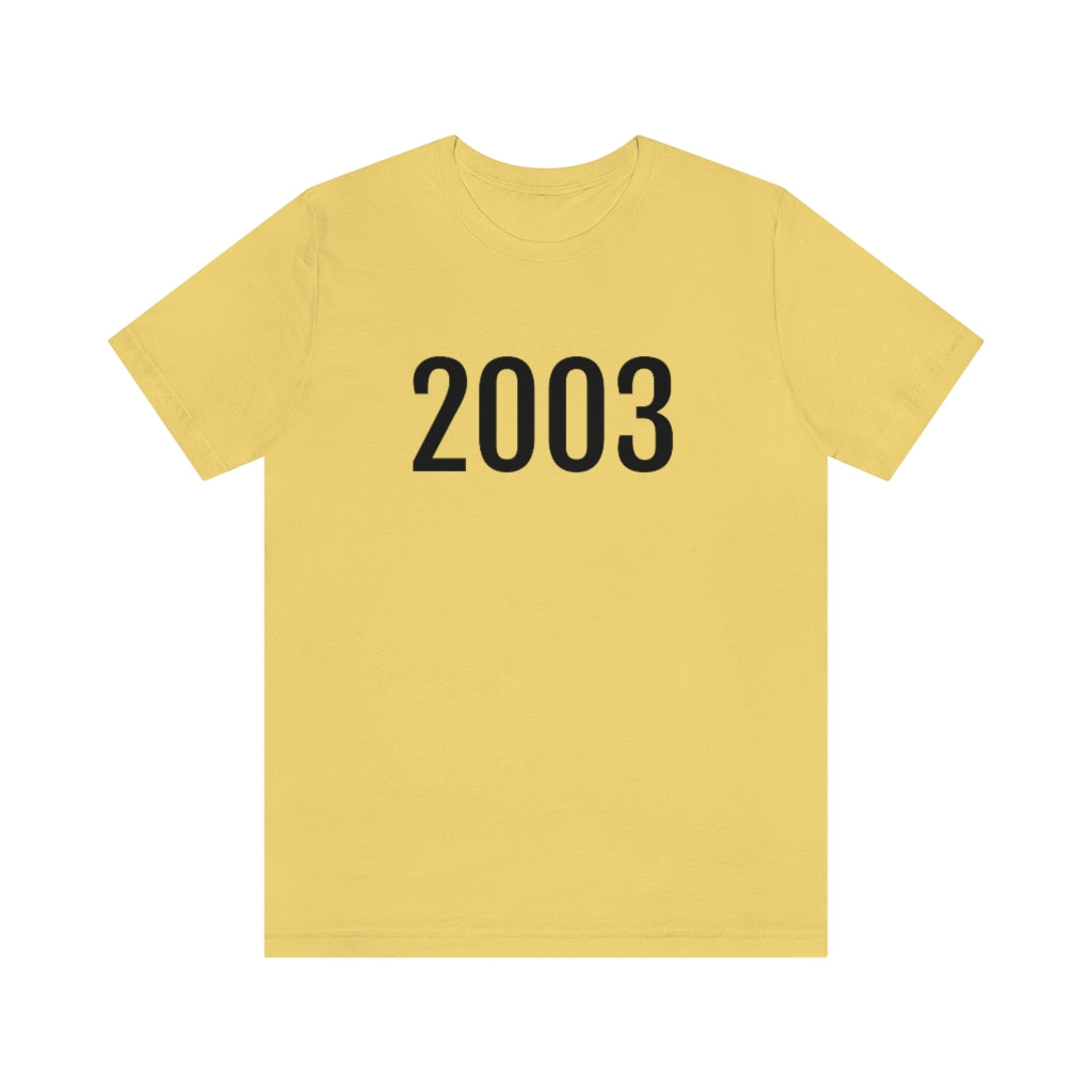 Yellow T-Shirt 2003 Tee Shirt with Numbers On Them for Numbered T-Shirt Outfit Numerology Aesthetic Petrova Designs