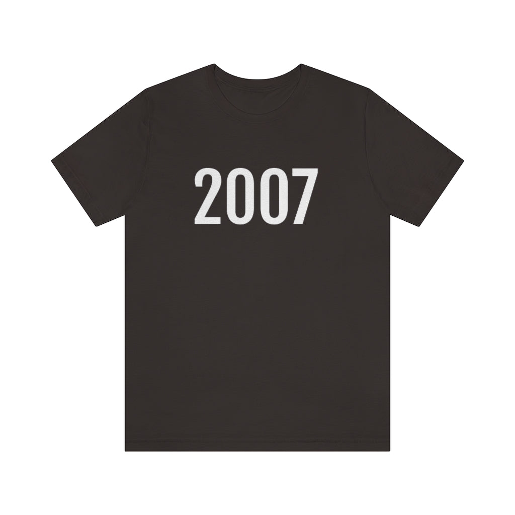 Brown T-Shirt 2007 Numbered T Shirt with Number On Them for Numerological Black Tshirt Outfit Petrova Designs