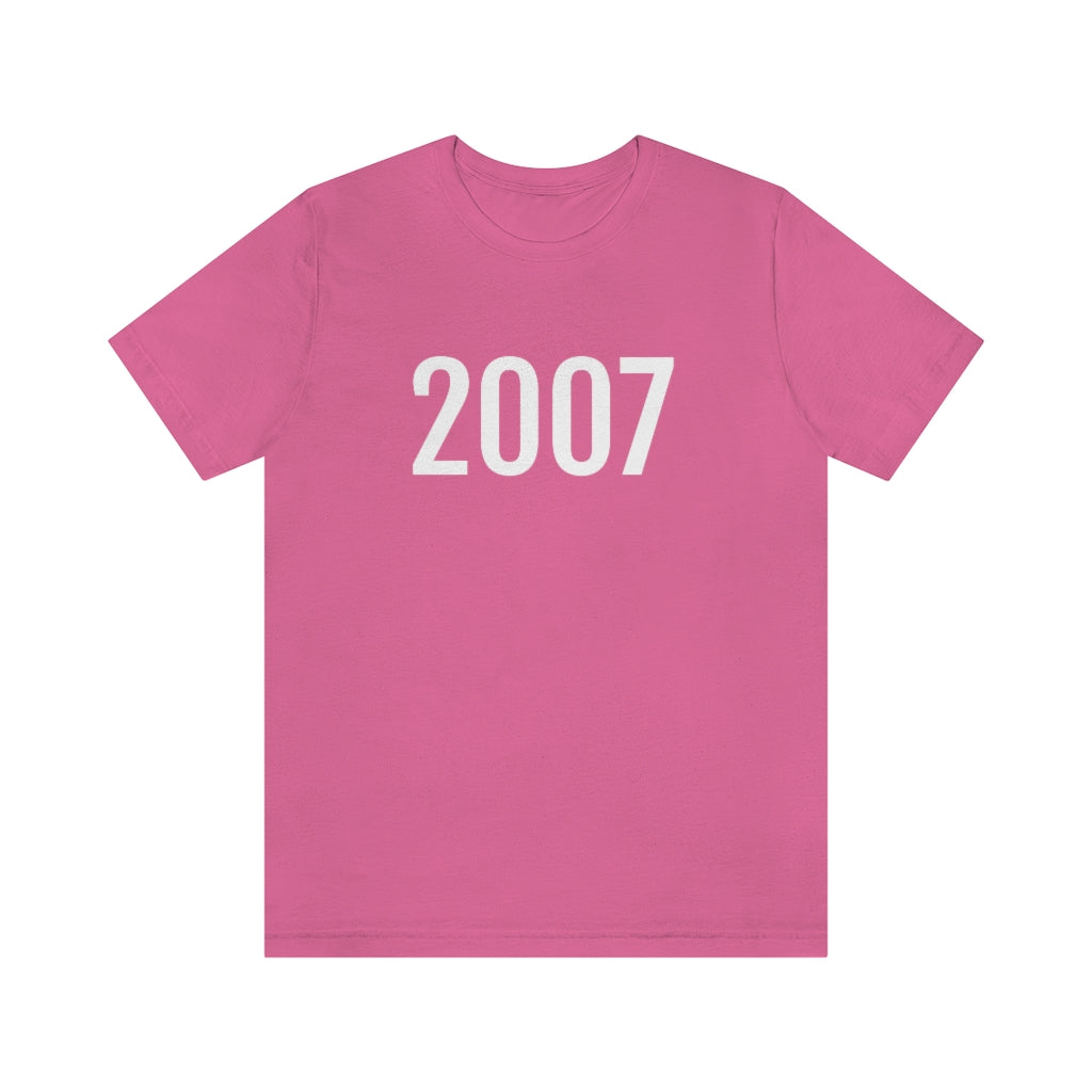 Charity Pink T-Shirt 2007 Numbered T Shirt with Number On Them for Numerological Black Tshirt Outfit Petrova Designs