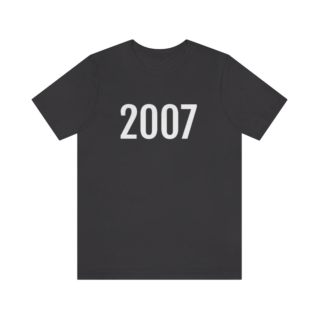 Dark Grey T-Shirt 2007 Numbered T Shirt with Number On Them for Numerological Black Tshirt Outfit Petrova Designs