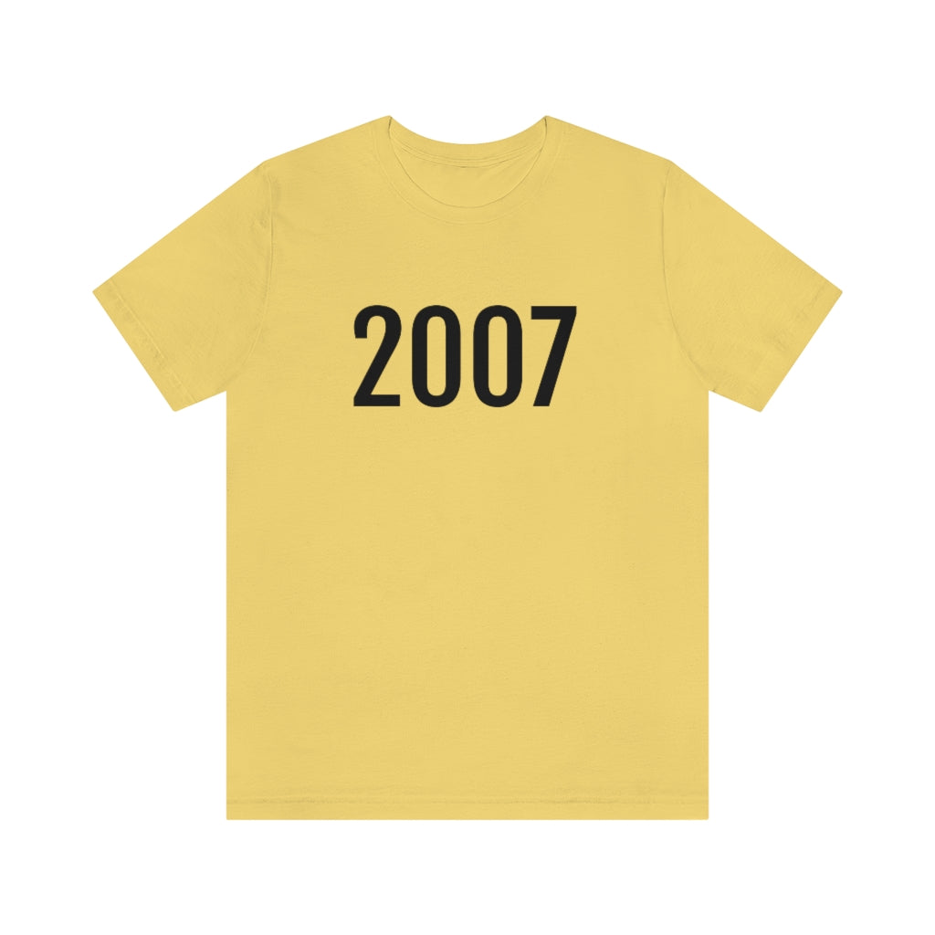 Yellow T-Shirt 2007 Numbered T Shirt with Number On Them for Numerological Black Tshirt Outfit Petrova Designs