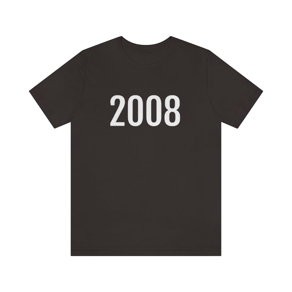 Brown T-Shirt 2008 Tee Shirt with Numbers On Them for Numbered T-Shirt Outfit Numerology Aesthetic Petrova Designs