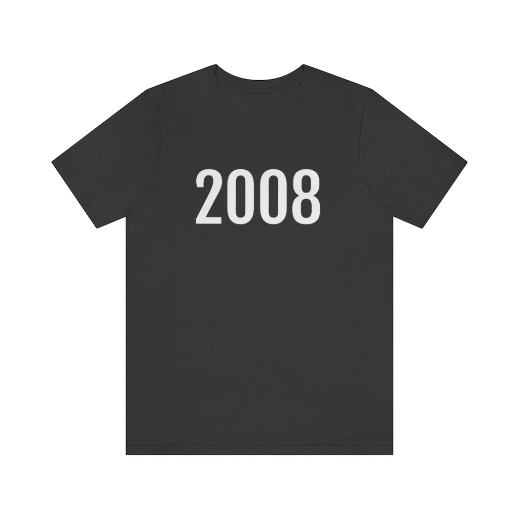 Dark Grey T-Shirt 2008 Tee Shirt with Numbers On Them for Numbered T-Shirt Outfit Numerology Aesthetic Petrova Designs