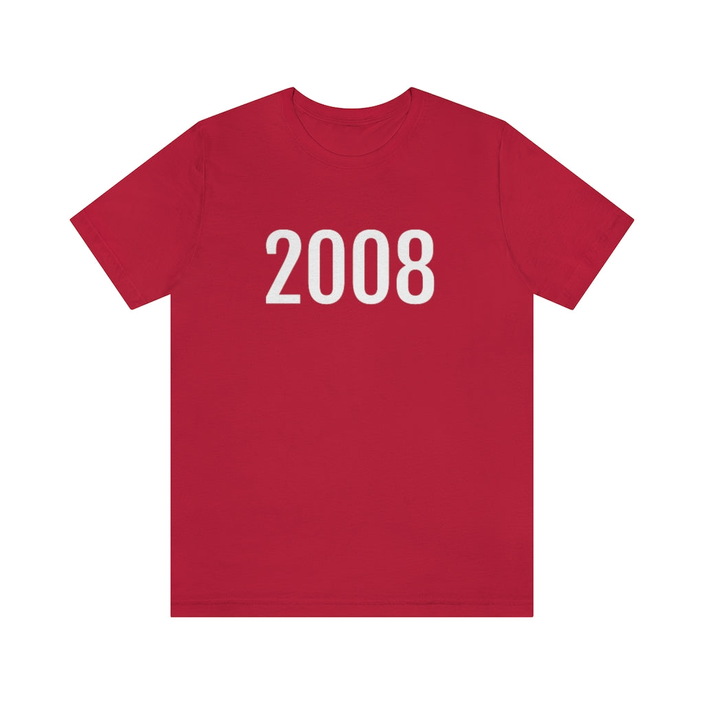 Red T-Shirt 2008 Tee Shirt with Numbers On Them for Numbered T-Shirt Outfit Numerology Aesthetic Petrova Designs