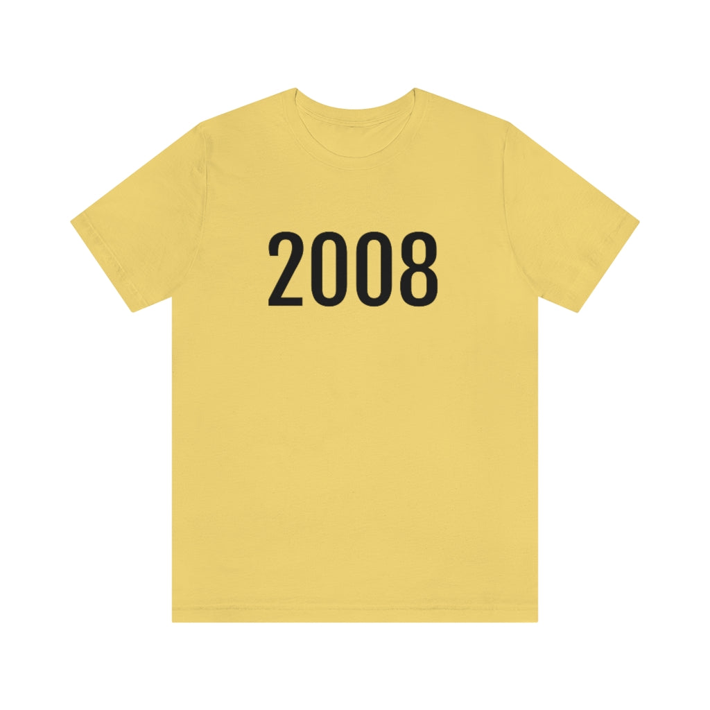 Yellow T-Shirt 2008 Tee Shirt with Numbers On Them for Numbered T-Shirt Outfit Numerology Aesthetic Petrova Designs