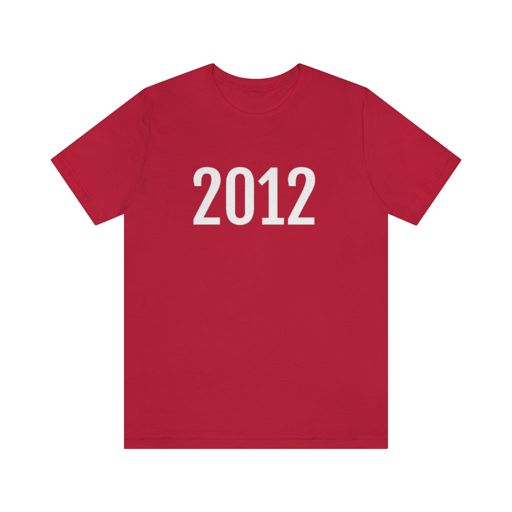 Red T-Shirt 2012 Numbered Tee Shirt with Numbers On Them for Numbered T-Shirt Outfit Petrova Designs