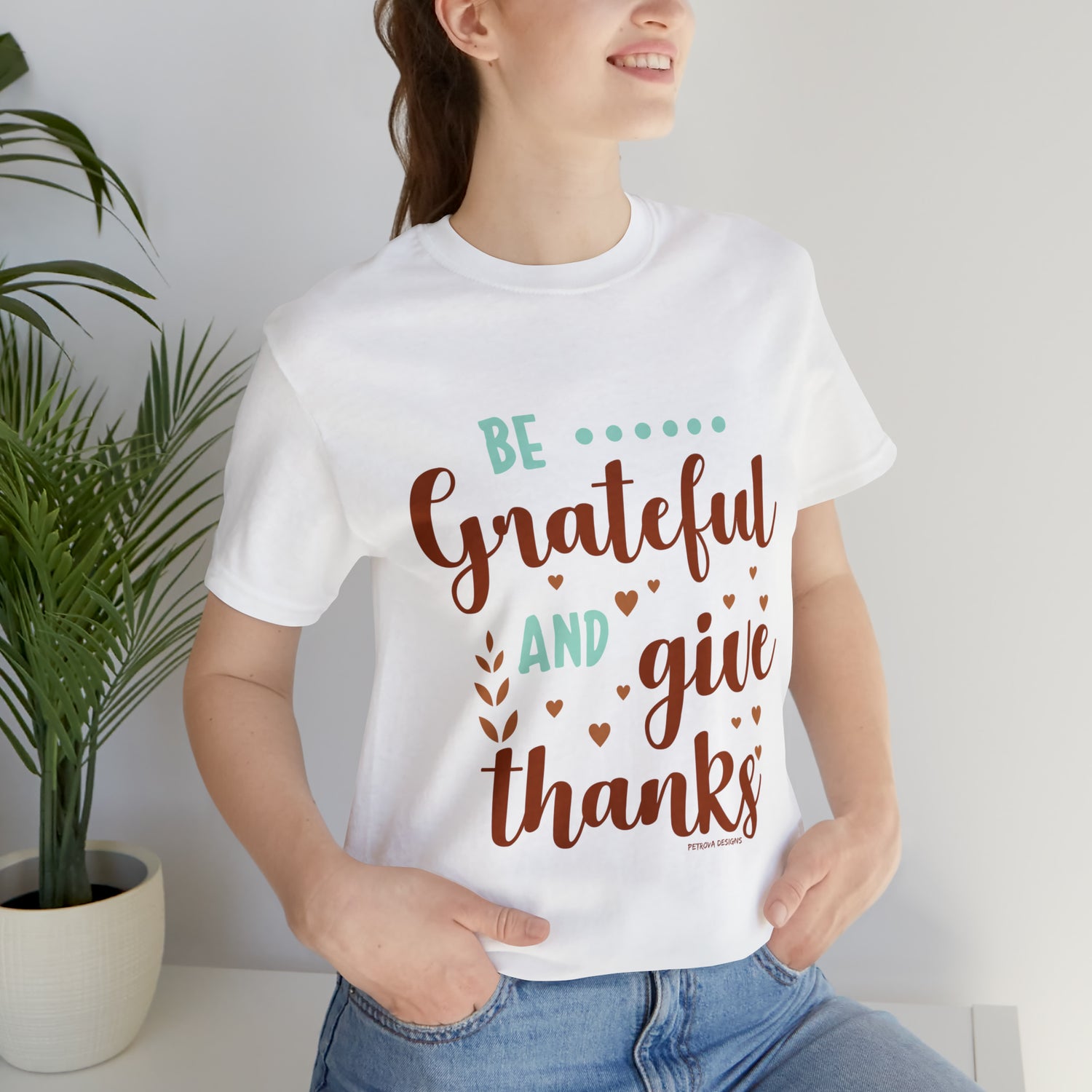 Thanksgiving Gratitude T-Shirt White T-Shirt Petrova Designs