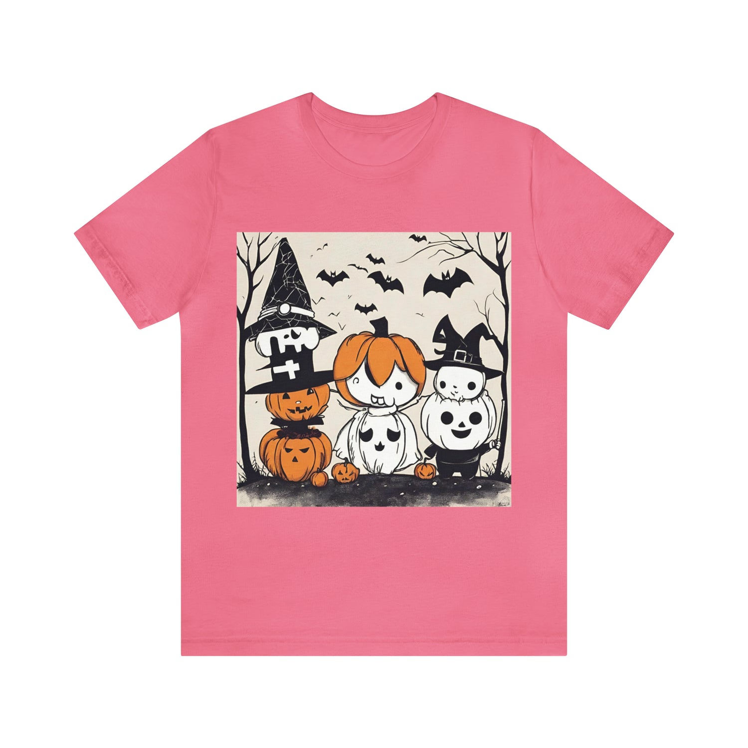 Halloween Funny Cute Pumpkins T-Shirt | Halloween Gift Ideas Charity Pink T-Shirt Petrova Designs
