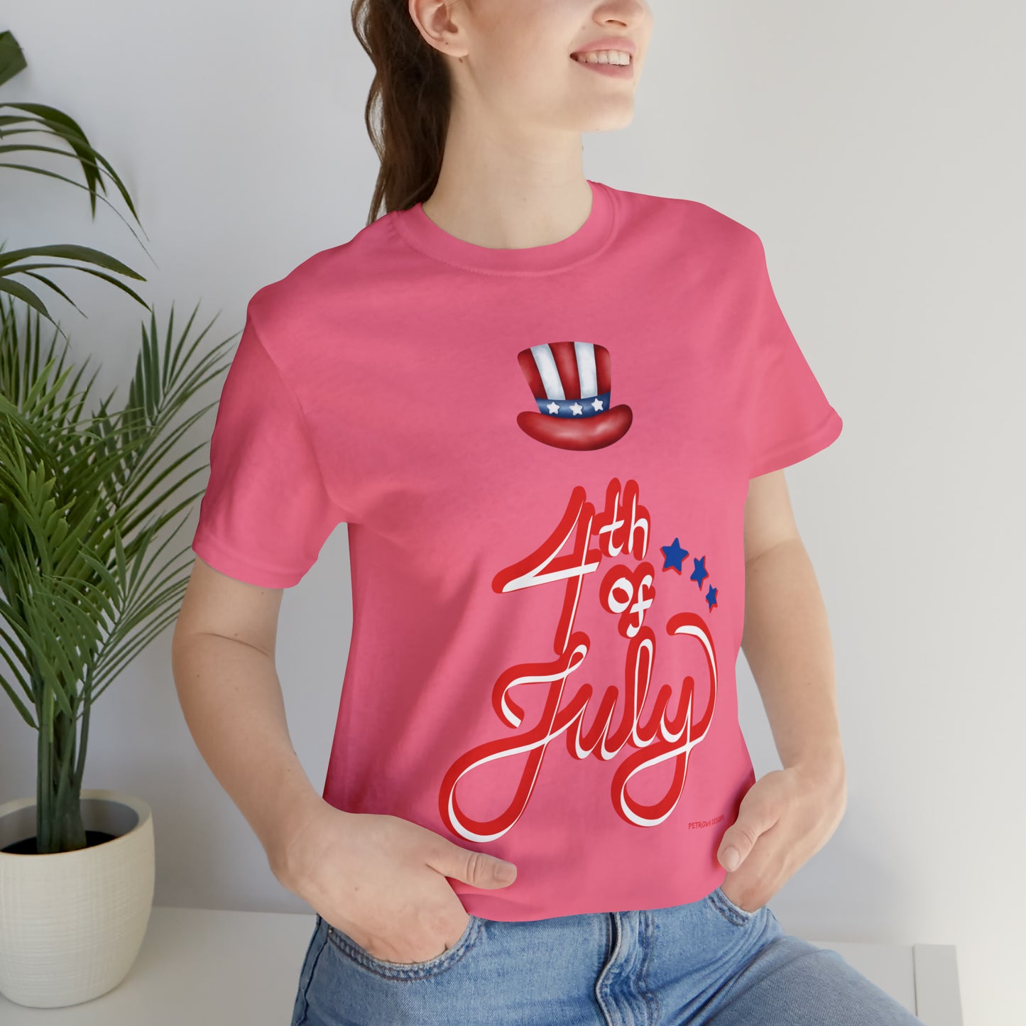 Charity Pink T-Shirt Tshirt Design Gift for Friend and Family Short Sleeved Shirt 4th of July Independence Day Petrova Designs