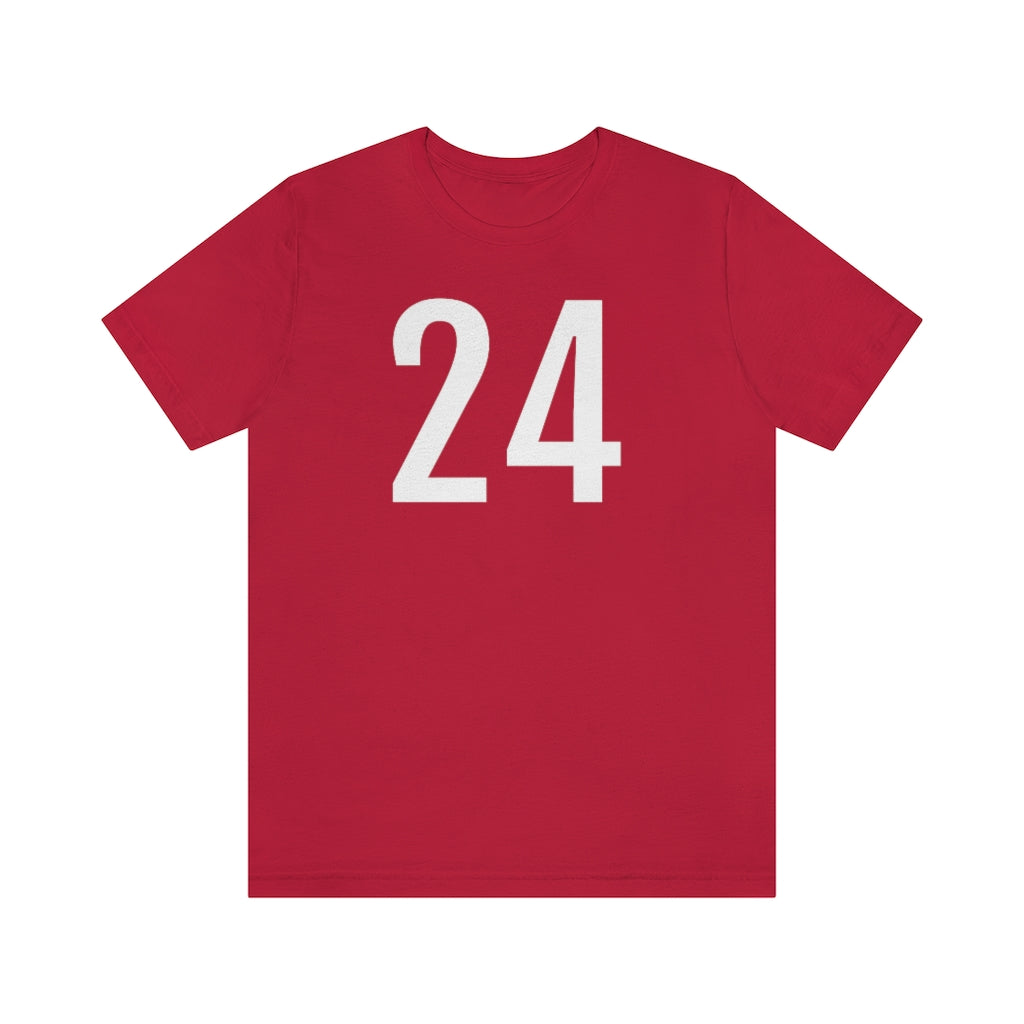 Red T-Shirt 24 Numbered Tee Shirt with Numbers On Them for Numbered T-Shirt Outfit Petrova Designs