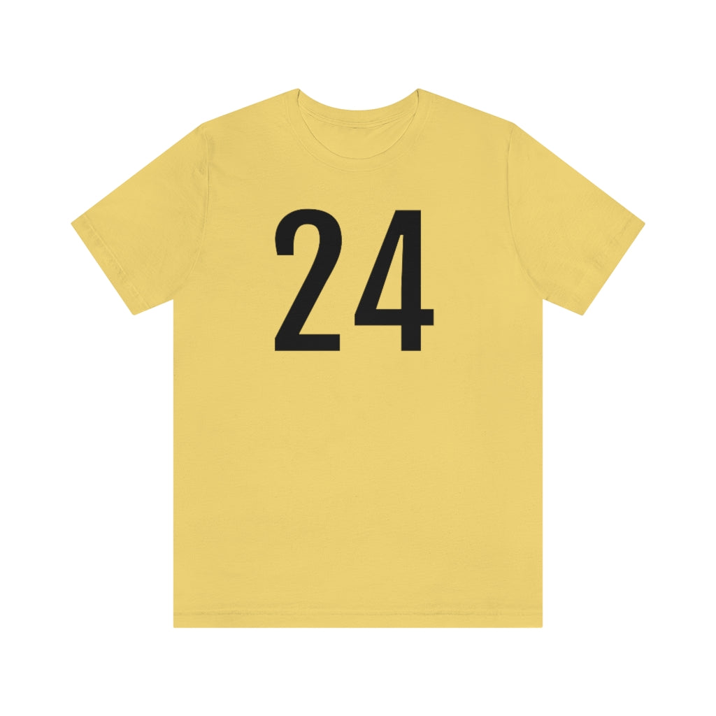 Yellow T-Shirt 24 Numbered Tee Shirt with Numbers On Them for Numbered T-Shirt Outfit Petrova Designs