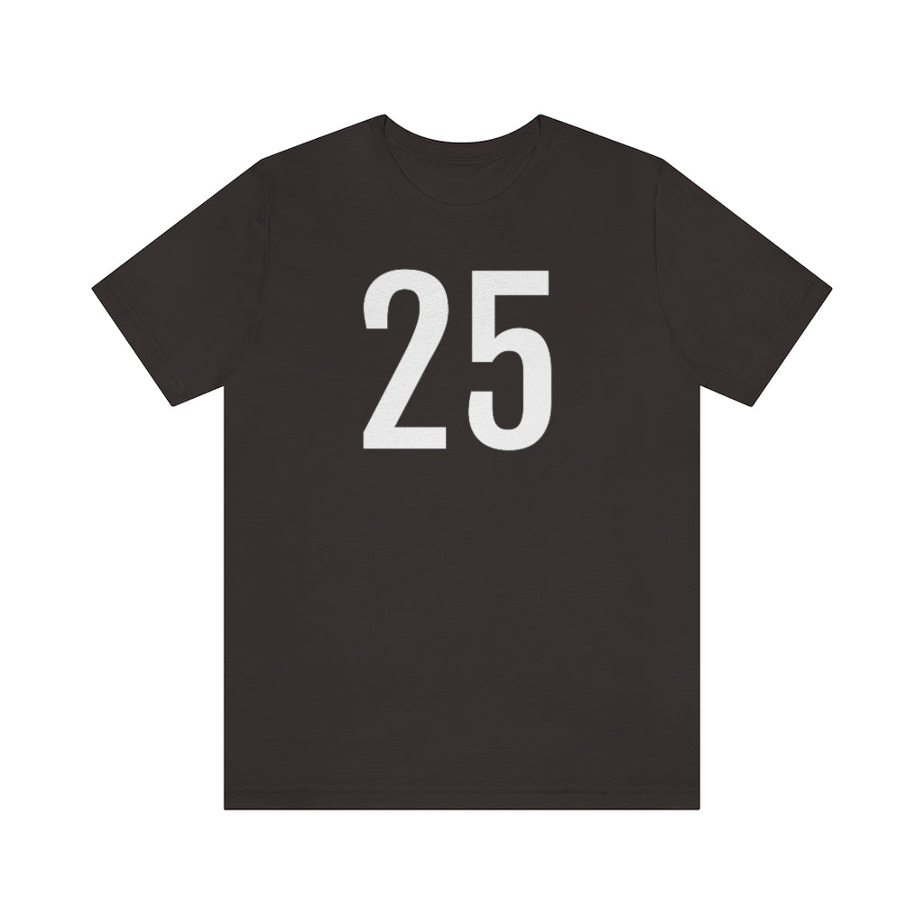 Brown T-Shirt 25 Numbered Tee Shirt with Numbers On Them for Numbered T-Shirt Outfit Petrova Designs