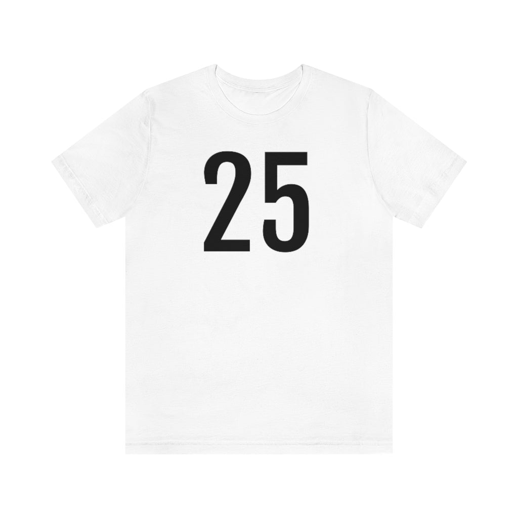 White T-Shirt 25 Numbered Tee Shirt with Numbers On Them for Numbered T-Shirt Outfit Petrova Designs