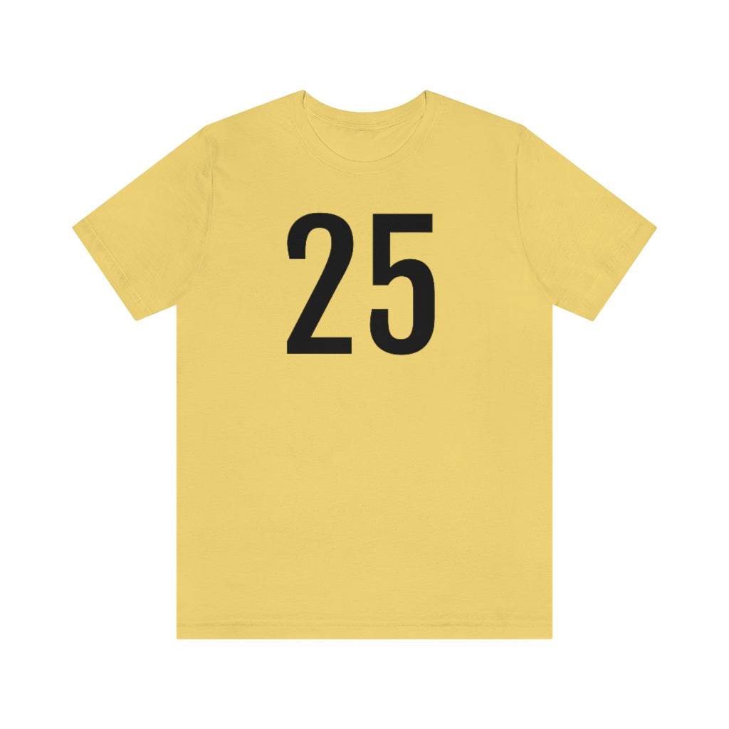 Yellow T-Shirt 25 Numbered Tee Shirt with Numbers On Them for Numbered T-Shirt Outfit Petrova Designs