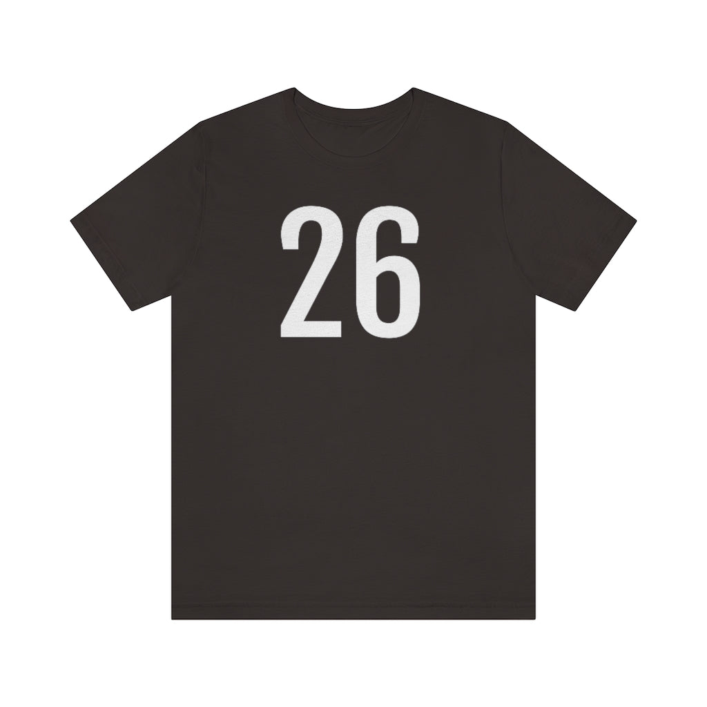 Brown T-Shirt 26 Numbered T Shirt with Number On Them for Numerological Black Tshirt Outfit Petrova Designs