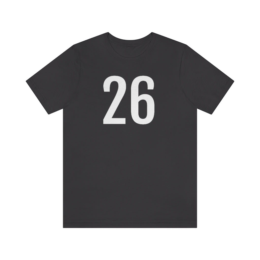 Dark Grey T-Shirt 26 Numbered T Shirt with Number On Them for Numerological Black Tshirt Outfit Petrova Designs