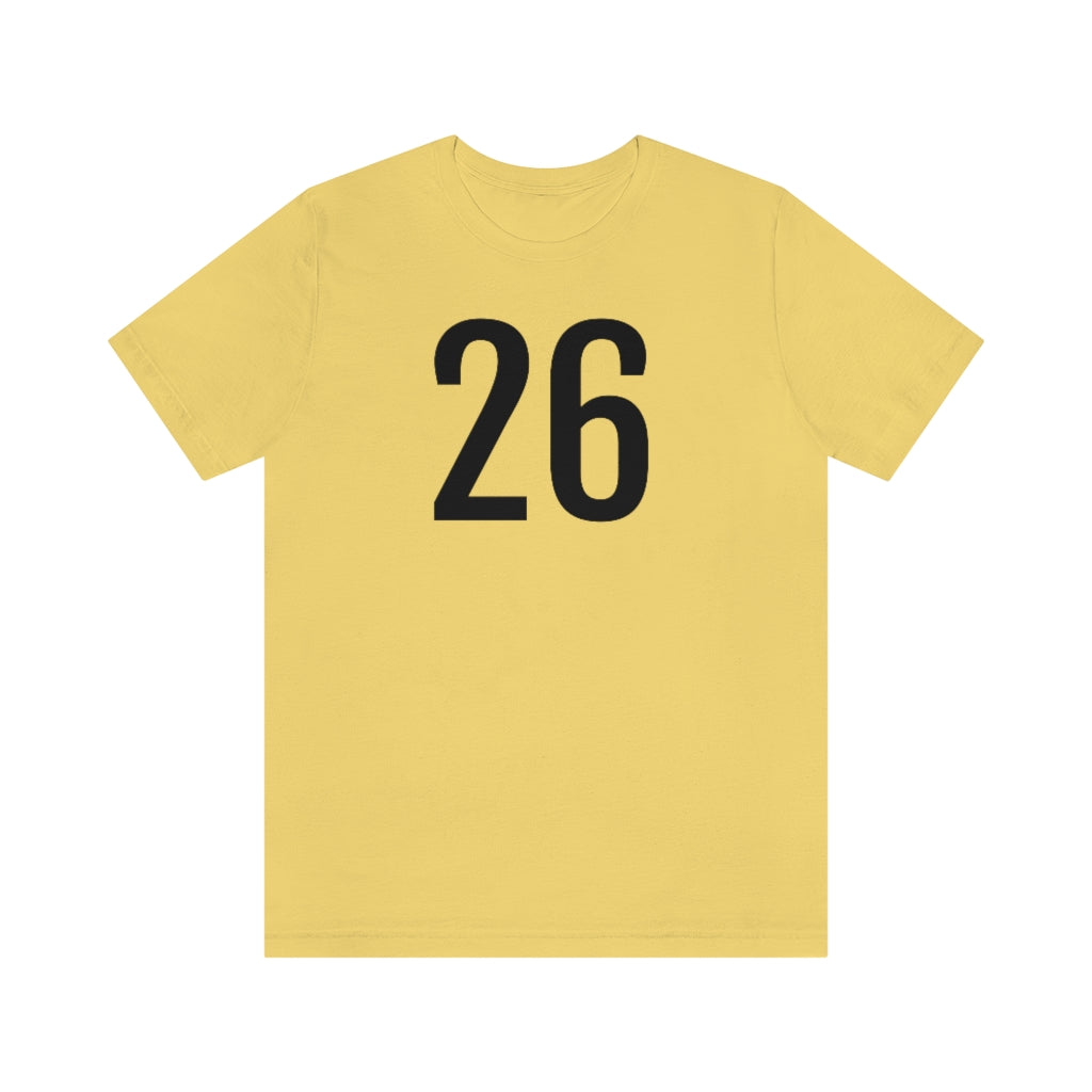 Yellow T-Shirt 26 Numbered T Shirt with Number On Them for Numerological Black Tshirt Outfit Petrova Designs