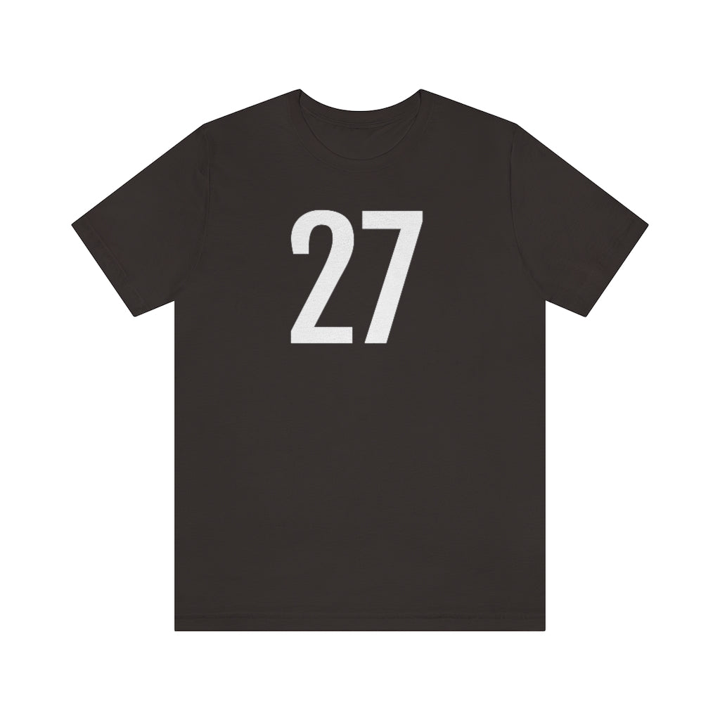 Brown T-Shirt 27 Numbered T Shirt with Number On Them for Numerological Black Tshirt Outfit Petrova Designs