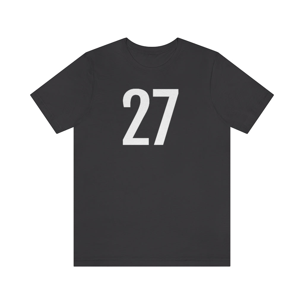 Dark Grey T-Shirt 27 Numbered T Shirt with Number On Them for Numerological Black Tshirt Outfit Petrova Designs