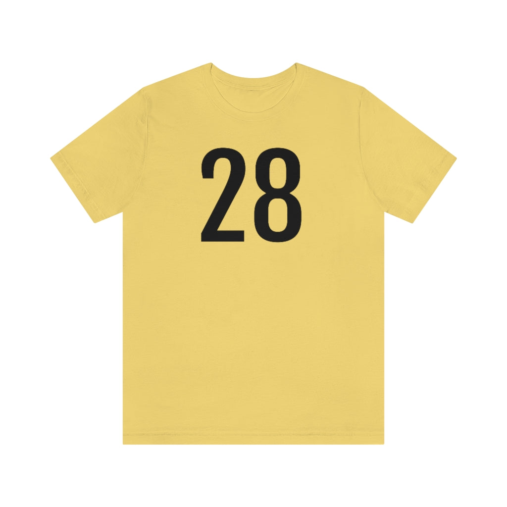 Yellow T-Shirt 28 Numbered Tee Shirt with Numbers On Them for Numbered T-Shirt Outfit Petrova Designs