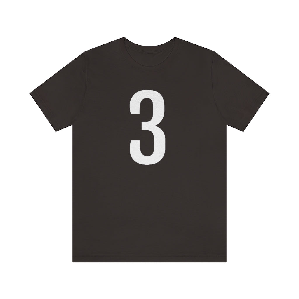 Brown T-Shirt 3 Numbered T Shirt with Number On Them for Numerological Black Tshirt Outfit Petrova Designs