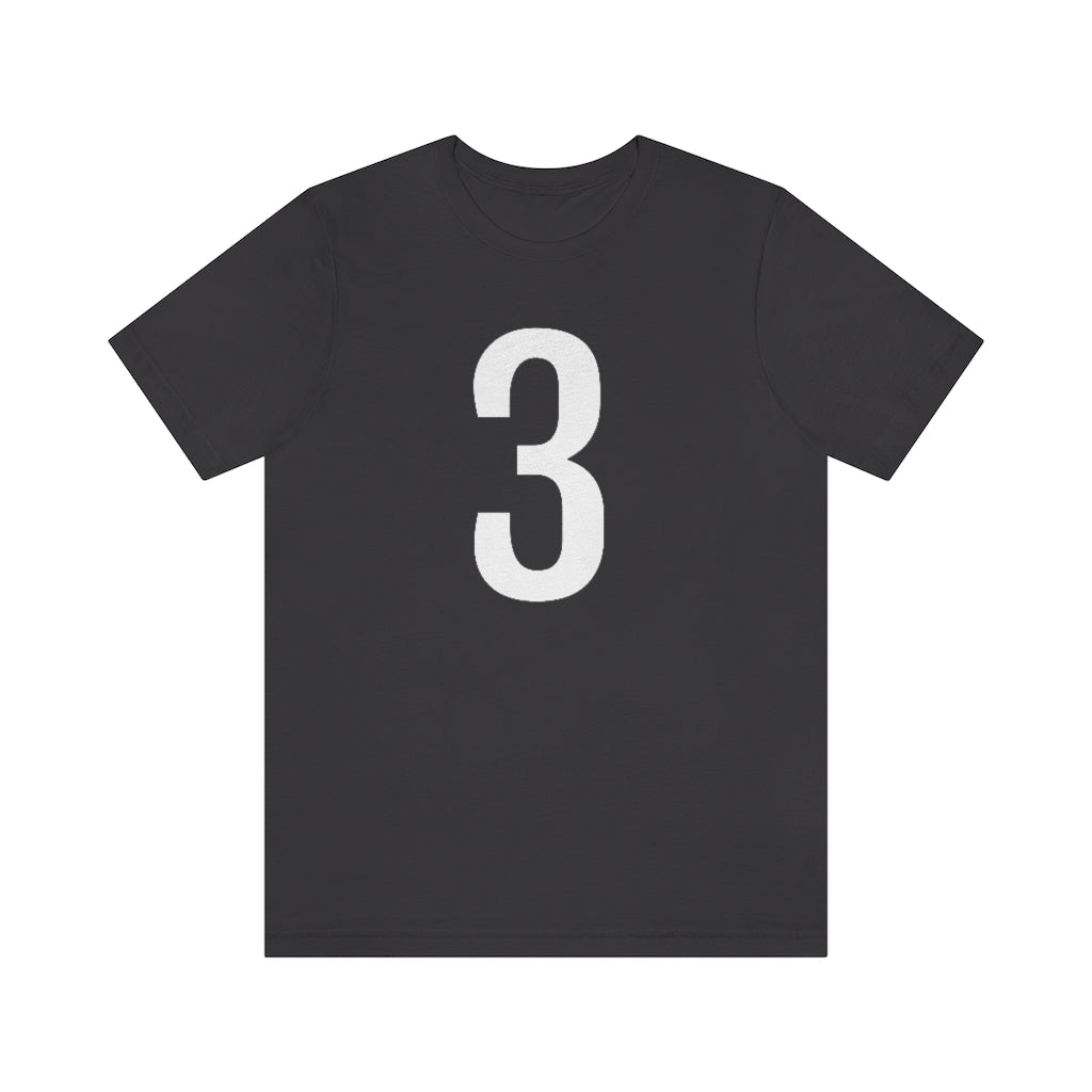 Dark Grey T-Shirt 3 Numbered T Shirt with Number On Them for Numerological Black Tshirt Outfit Petrova Designs