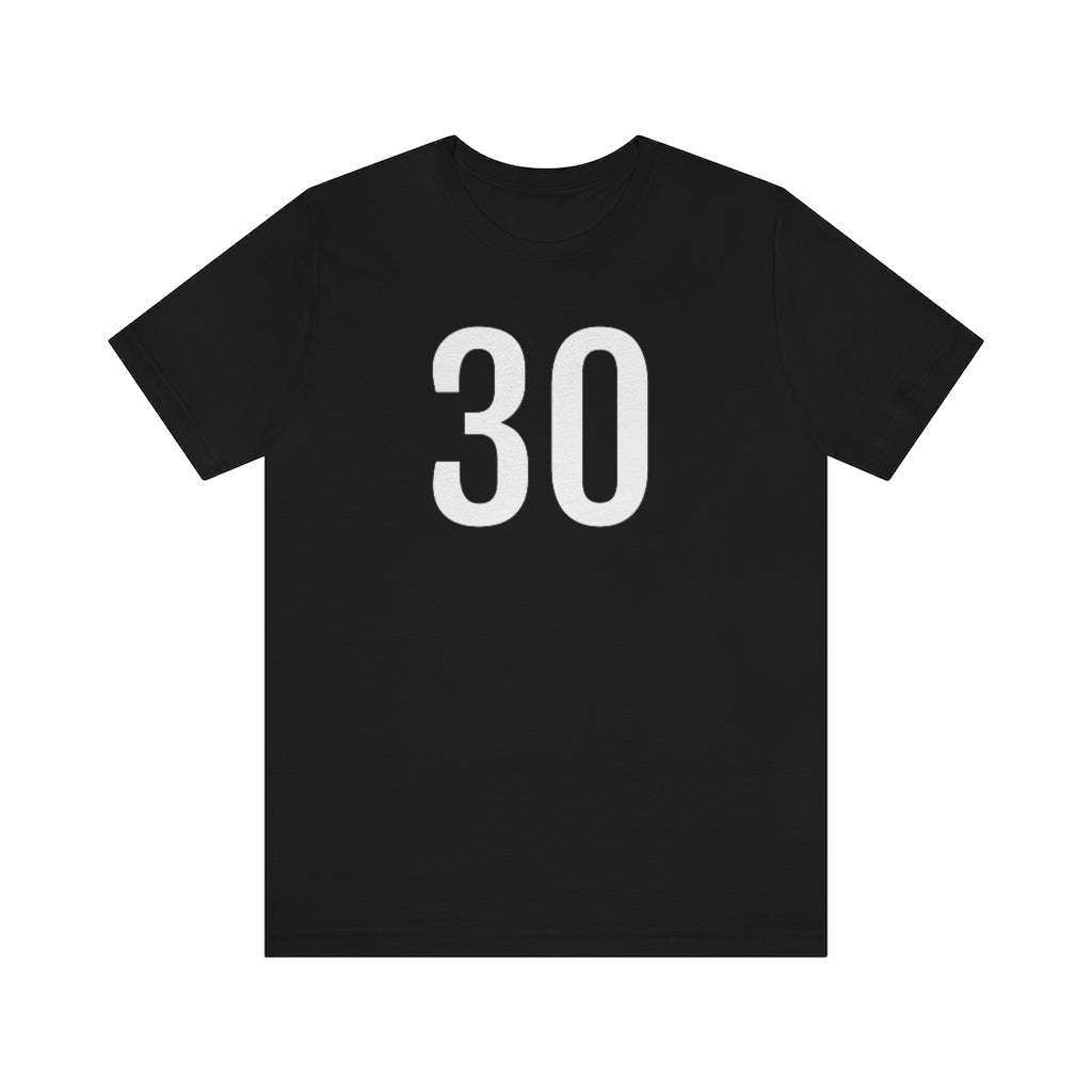 Black T-Shirt 30 Numbered Tee Shirt with Numbers On Them for Numbered T-Shirt Outfit Petrova Designs