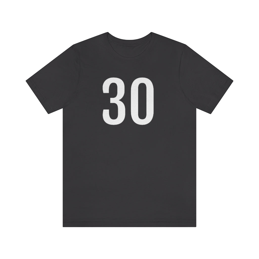 Dark Grey T-Shirt 30 Numbered Tee Shirt with Numbers On Them for Numbered T-Shirt Outfit Petrova Designs