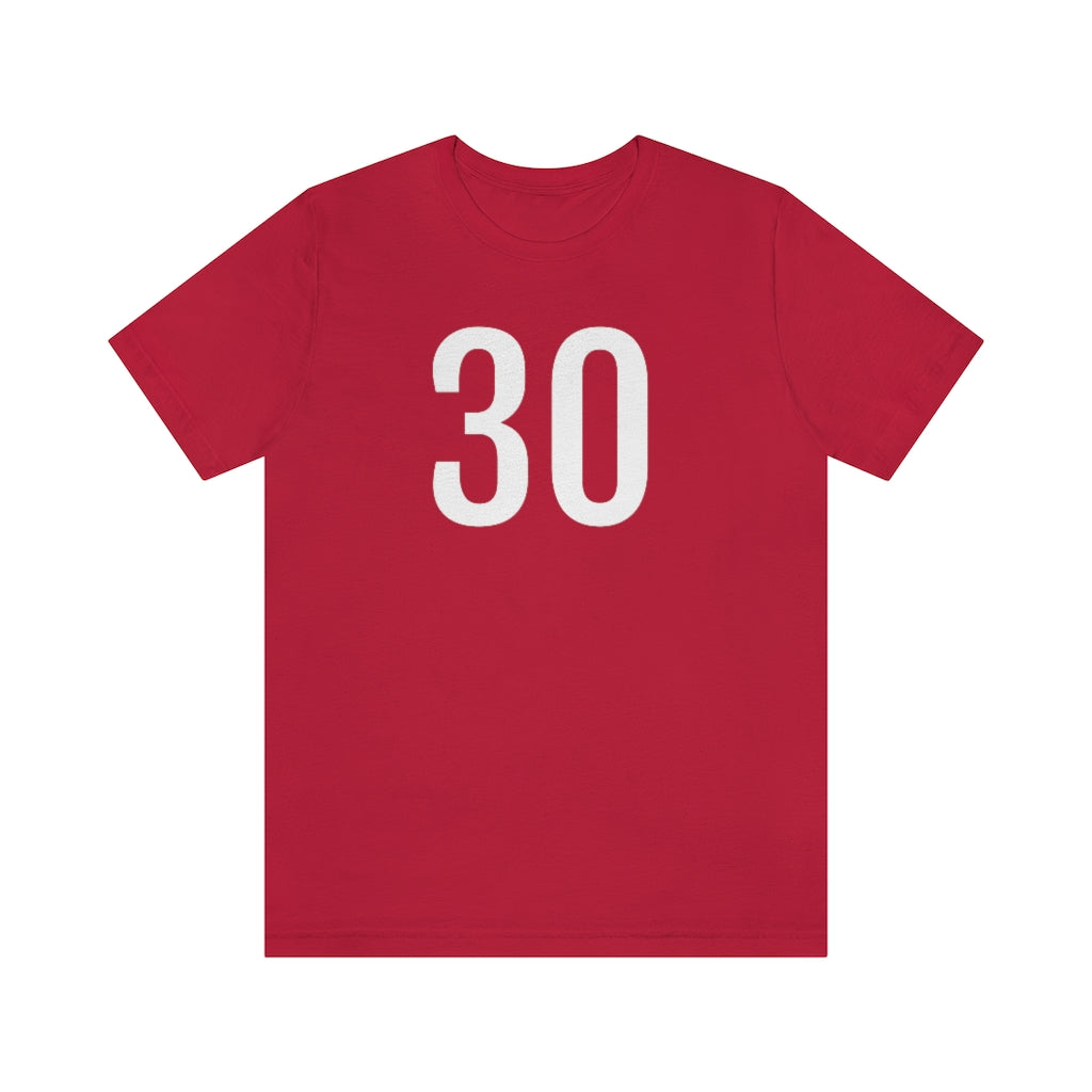 Red T-Shirt 30 Numbered Tee Shirt with Numbers On Them for Numbered T-Shirt Outfit Petrova Designs