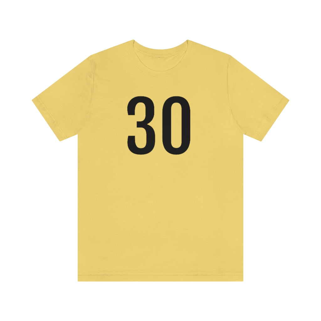 Yellow T-Shirt 30 Numbered Tee Shirt with Numbers On Them for Numbered T-Shirt Outfit Petrova Designs