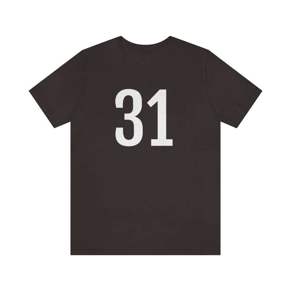 Brown T-Shirt 31 Numbered Tee Shirt with Numbers On Them for Numbered T-Shirt Outfit Petrova Designs