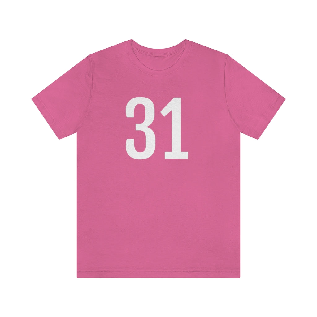 Charity Pink T-Shirt 31 Numbered Tee Shirt with Numbers On Them for Numbered T-Shirt Outfit Petrova Designs