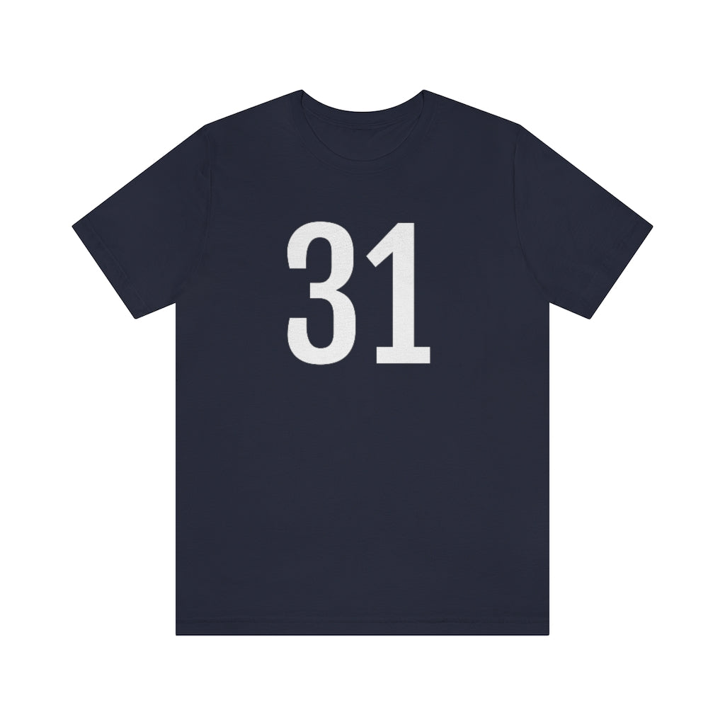 Navy T-Shirt 31 Numbered Tee Shirt with Numbers On Them for Numbered T-Shirt Outfit Petrova Designs