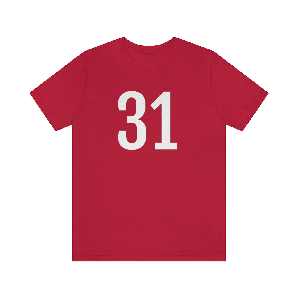 Red T-Shirt 31 Numbered Tee Shirt with Numbers On Them for Numbered T-Shirt Outfit Petrova Designs