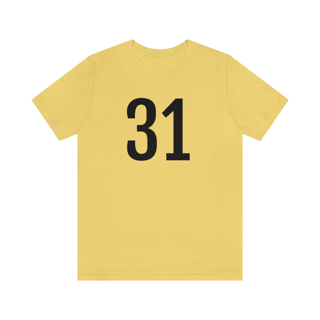 Yellow T-Shirt 31 Numbered Tee Shirt with Numbers On Them for Numbered T-Shirt Outfit Petrova Designs